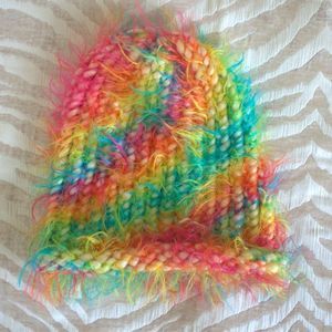 Knitted Rainbow Beanie | Chunky Beanie
